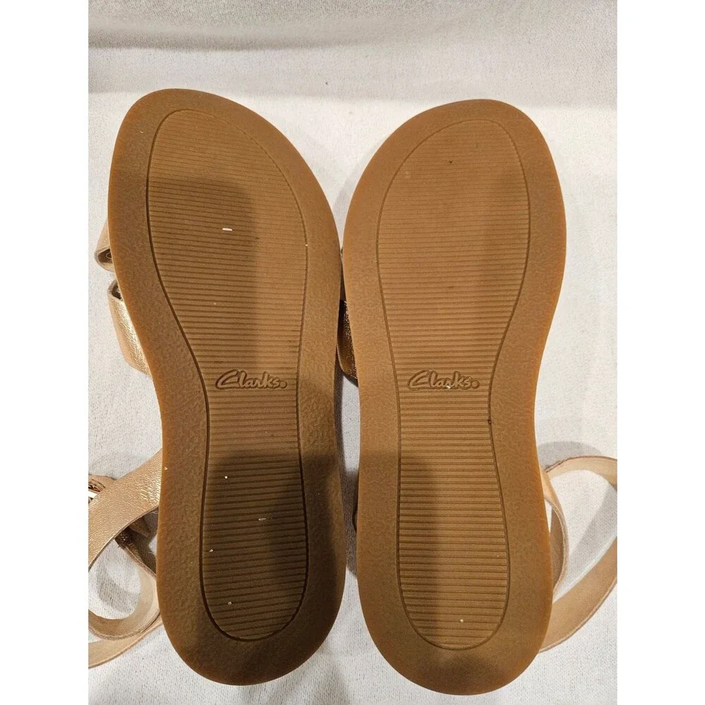 CLARKS Botanic Poppy Leather Sandals Rose Gold 9.5